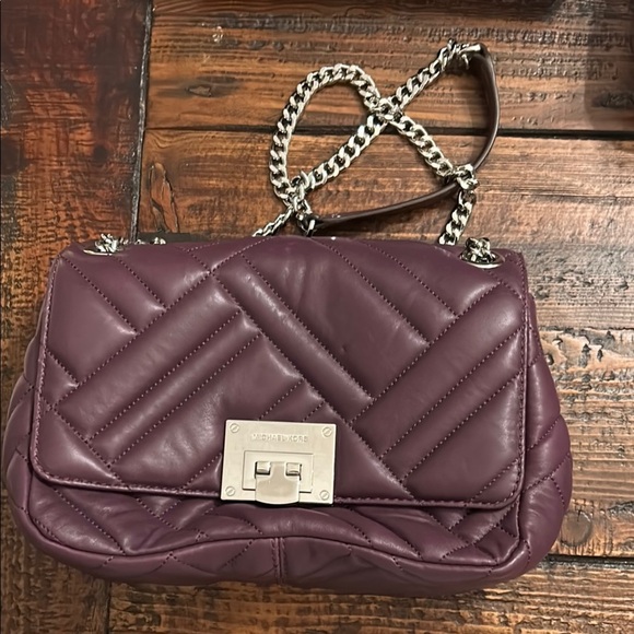 Michael Kors Purple Quilted Shoulder with Chain Strap Bag - Picture 1 of 10